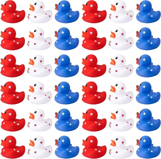 36 Pcs Patriotic Rubber Ducks, 4th of July Rubber Duck,2 Inch Red White Blue Star Float Ducky for Independence Day,Memorial Day Baby Shower Pool Party